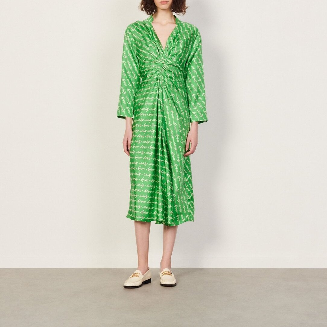 Long printed silk dress Sandro second-hand photo 6