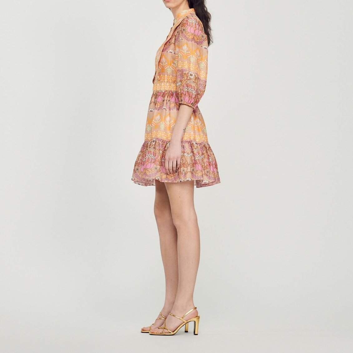 Short dress with a mixed scarf print Sandro second-hand photo 7