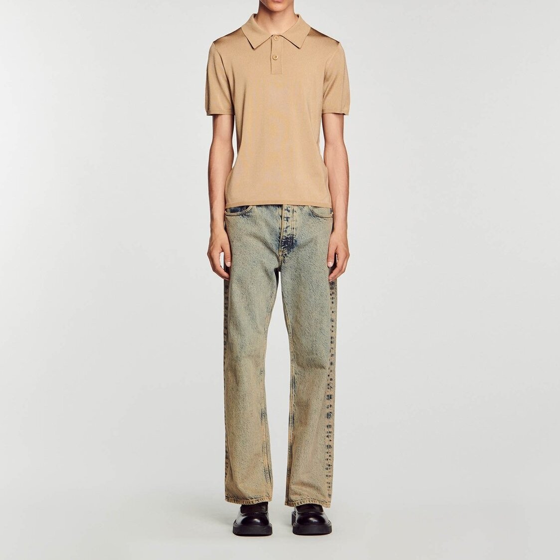 Short-sleeve knitted polo shirt Sandro second-hand photo 3
