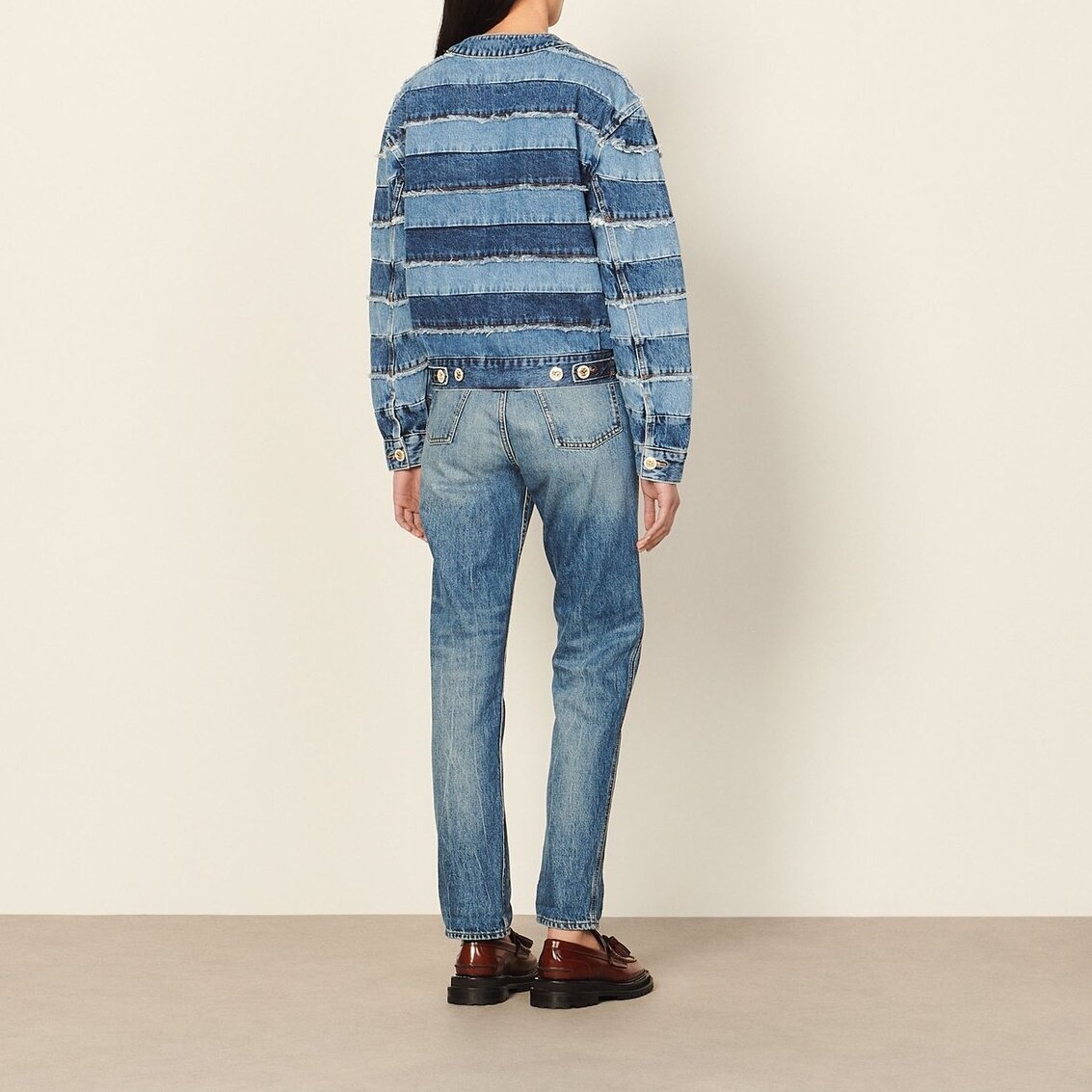Oversized cropped denim Jacket Sandro second-hand photo 3