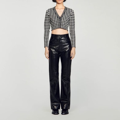 Cardigan court jacquard vichy Sandro seconde main photo 2