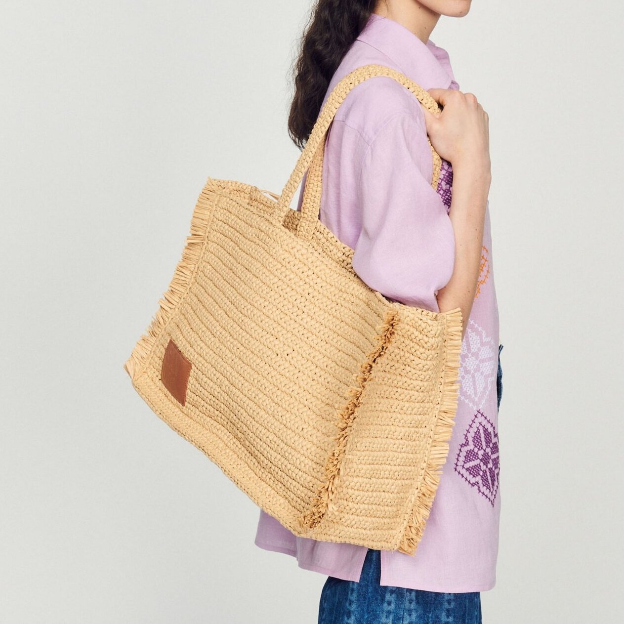 Oversized embroidered linen shirt Sandro second-hand photo 7
