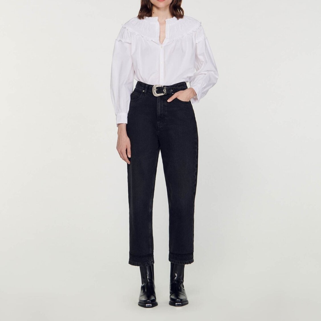 Blouse met kraag met smokwerk Sandro tweedehands photo 2