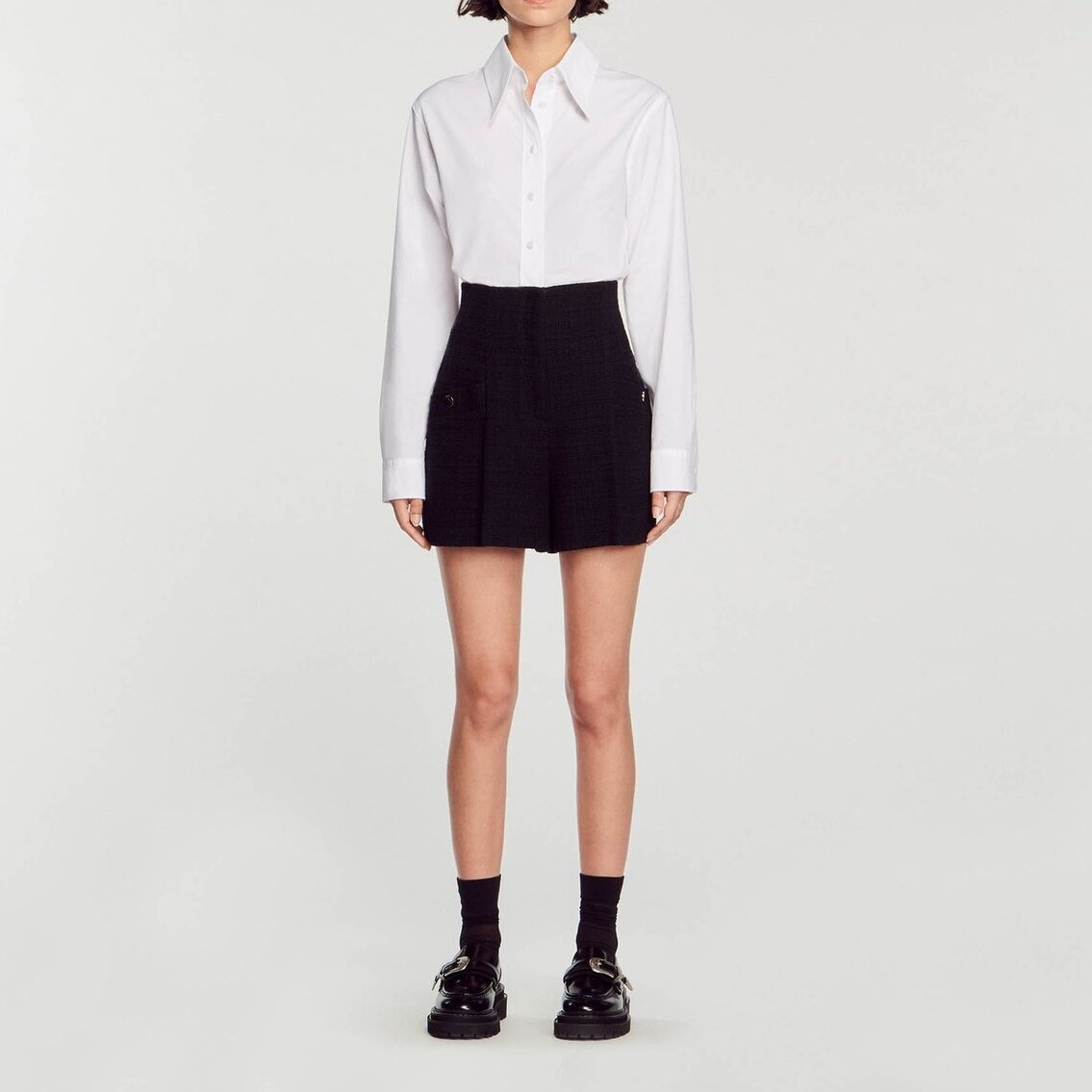 Short taille haute en tweed Sandro seconde main photo 3