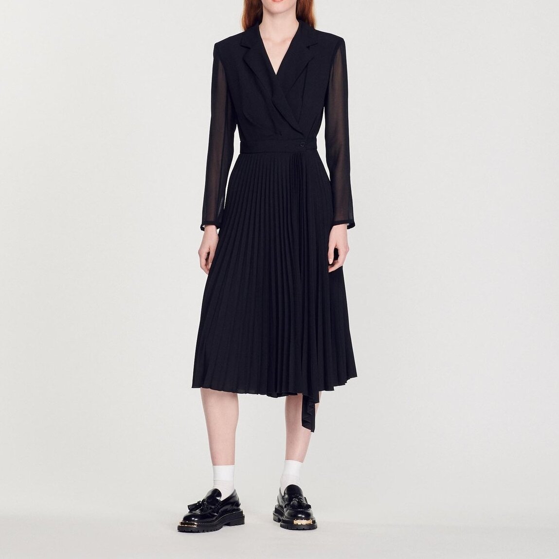 Dual-material long-sleeved dress Sandro second-hand photo 3