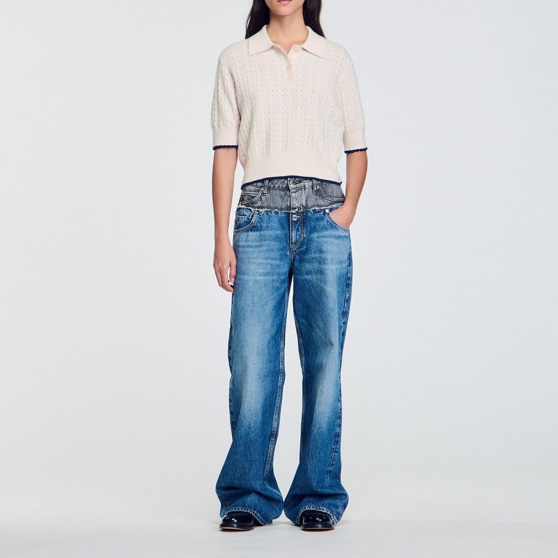 Contrasting piping cropped jumper Sandro second-hand photo 3
