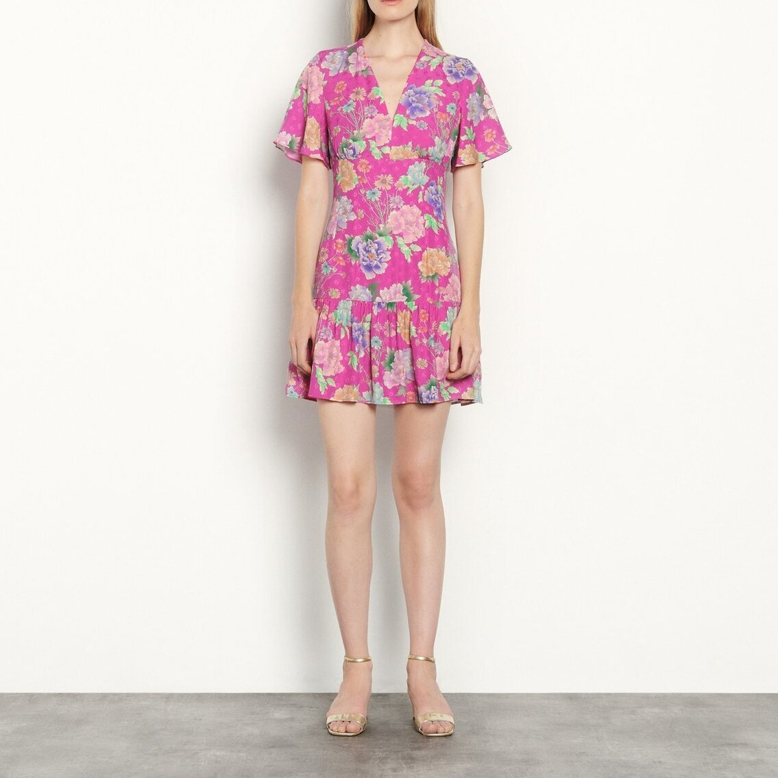 Kurzes Kleid aus bedrucktem Jacquard Sandro Second-Hand photo 4