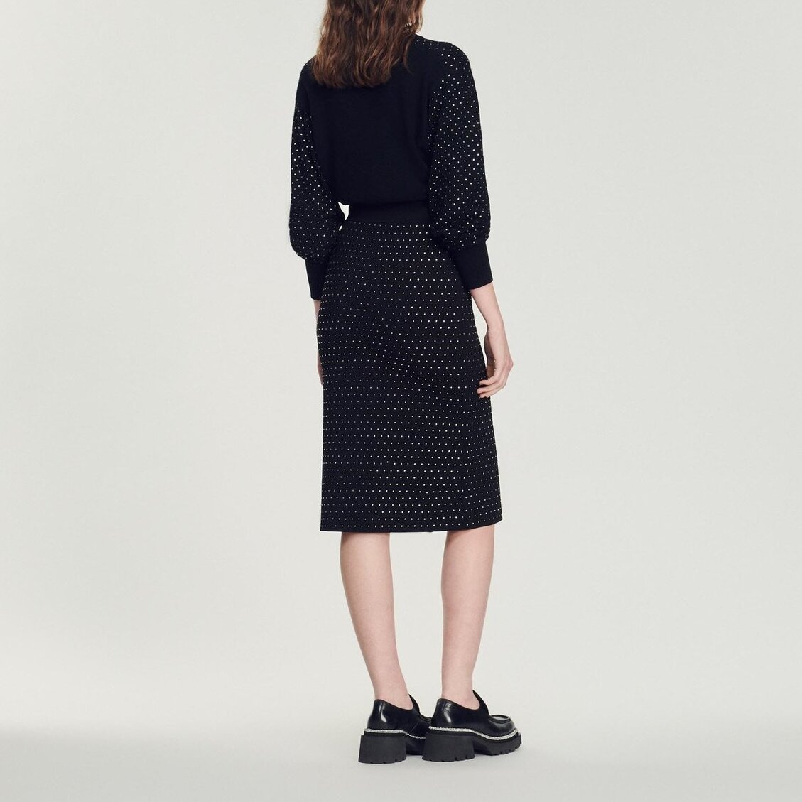 Midi skirt with a slit and rhinestones Sandro second-hand photo 6