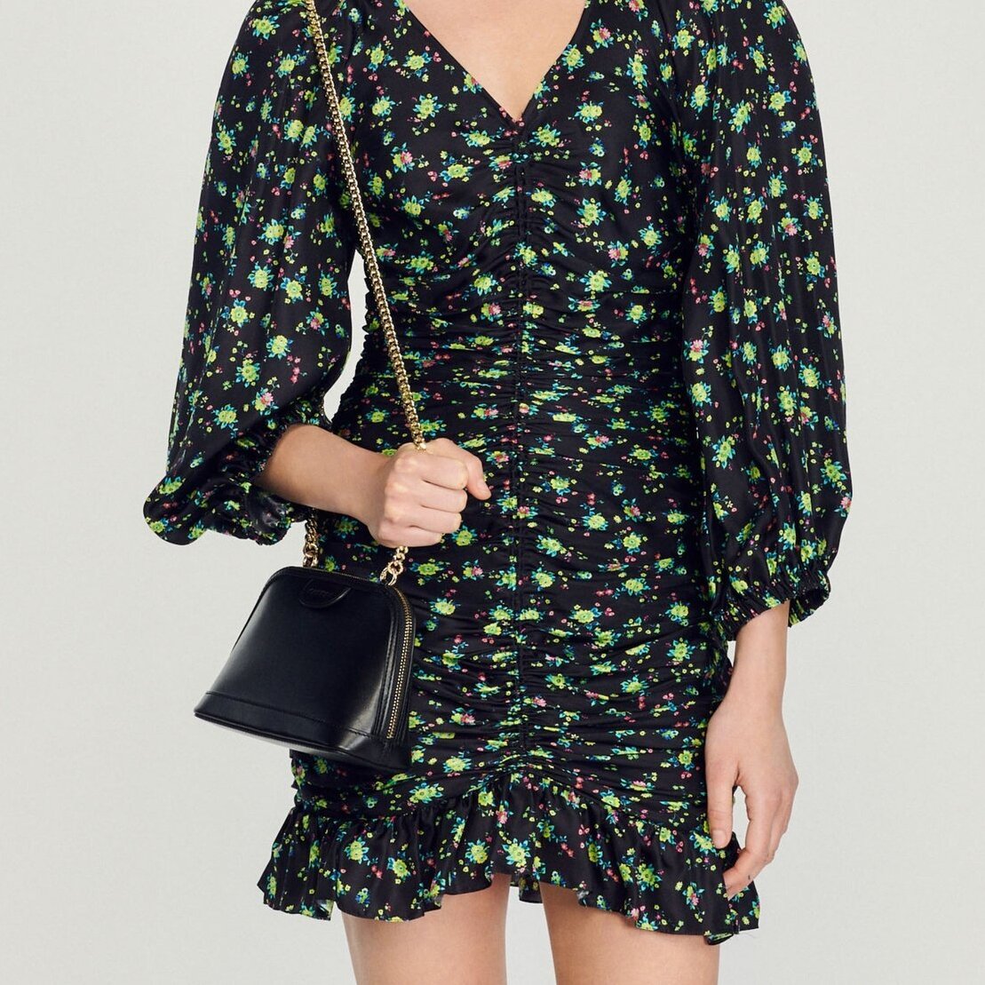 Vestido corto fruncido, estampado floral Sandro segunda mano photo 5
