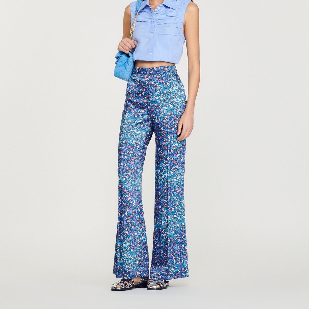 Satijnen pantalon met bloemenprint Sandro tweedehands photo 2
