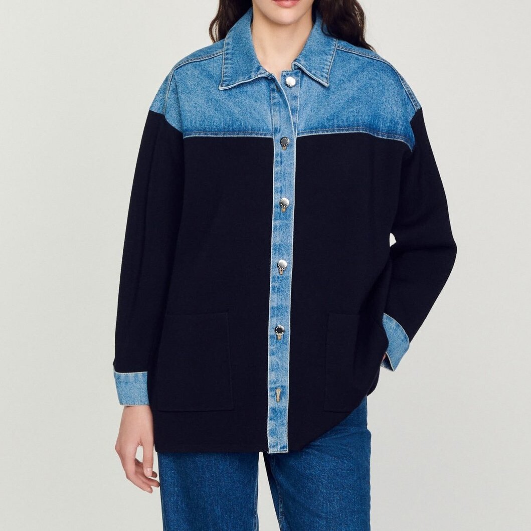 Cardi-coat bi-matière esprit Veste Sandro seconde main photo 5