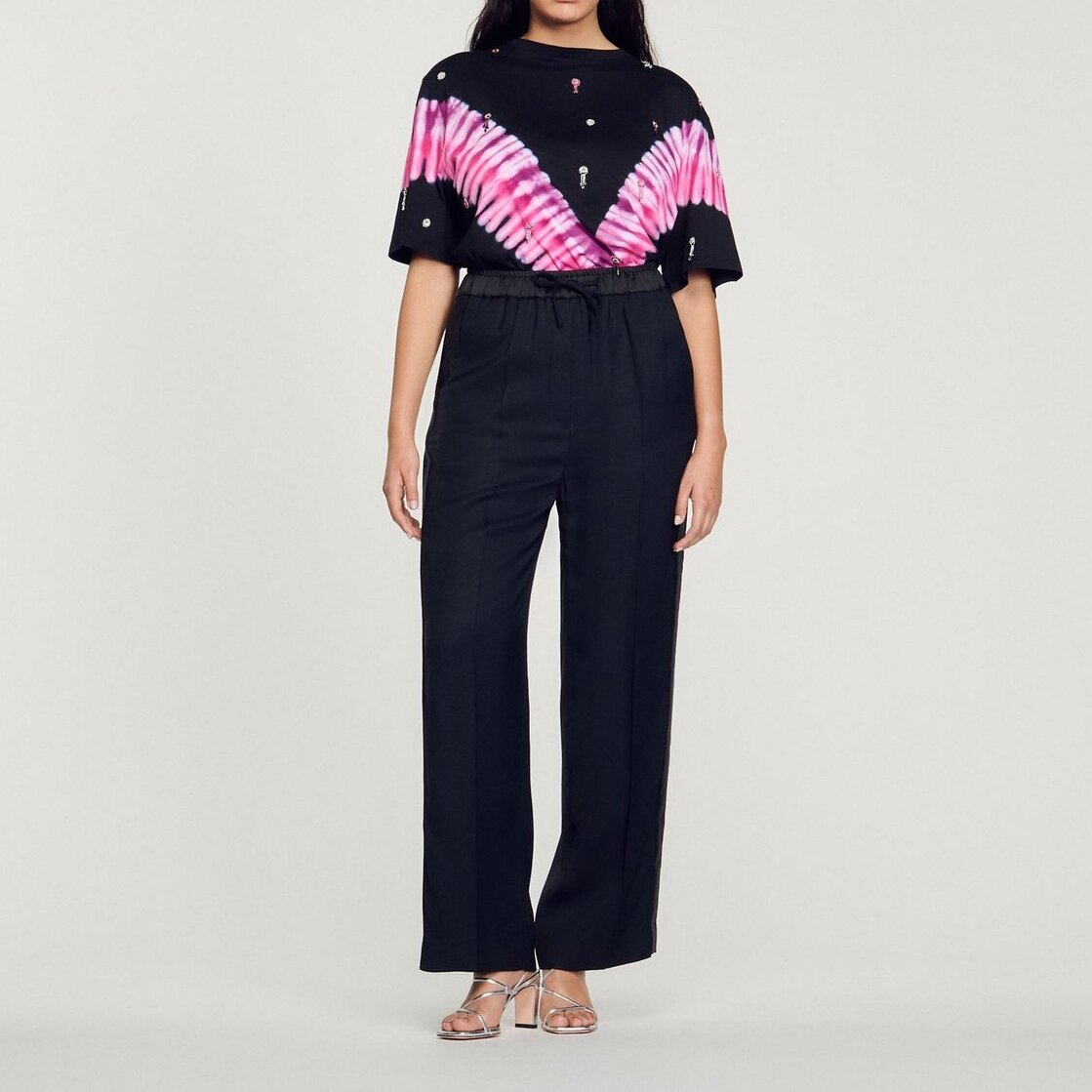 Wijde pantalon met satijnen zijband Sandro tweedehands photo 3