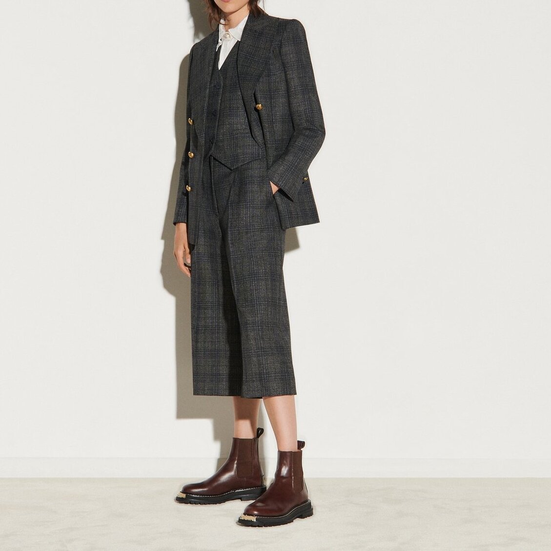 Wide-legged 7/8-length checked Trousers Sandro second-hand photo 1