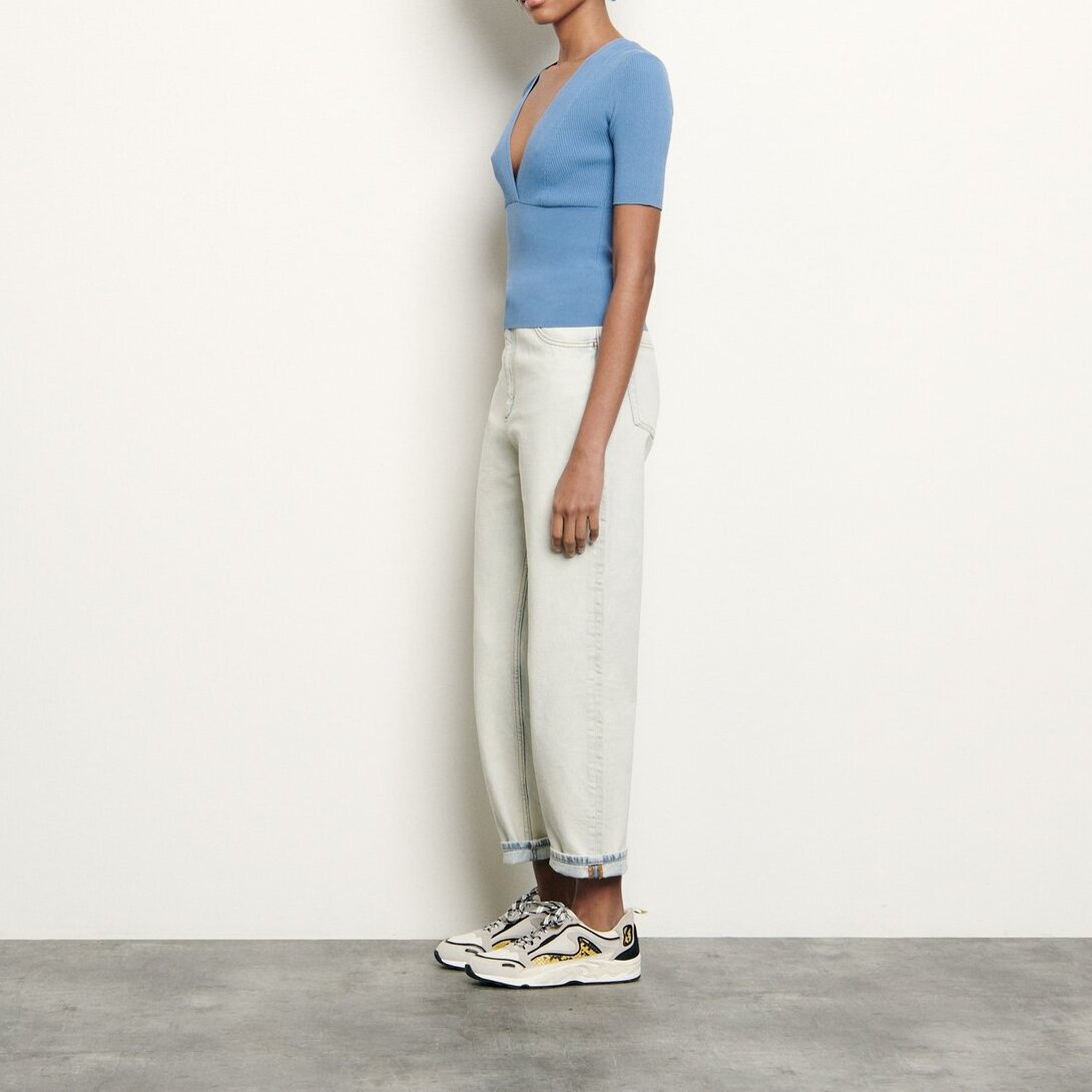 Cropped sweater with crossover neckline Sandro tweedehands photo 3