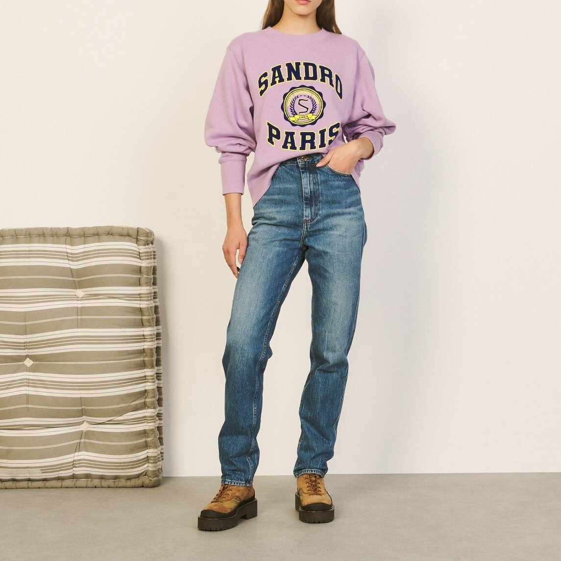 Printed and flocked college Sweatshirt Sandro second-hand photo 1