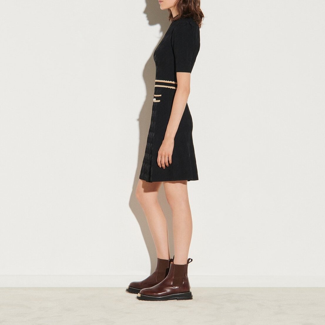 Jacquard-Kleid mit Hahnentrittmuster Sandro Second-Hand photo 3