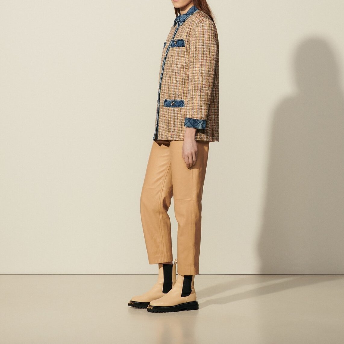 Tweedjacke mit Jeanseinsätzen Sandro Second-Hand photo 2