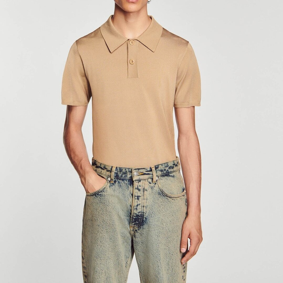 Short-sleeve knitted polo shirt Sandro second-hand photo 5