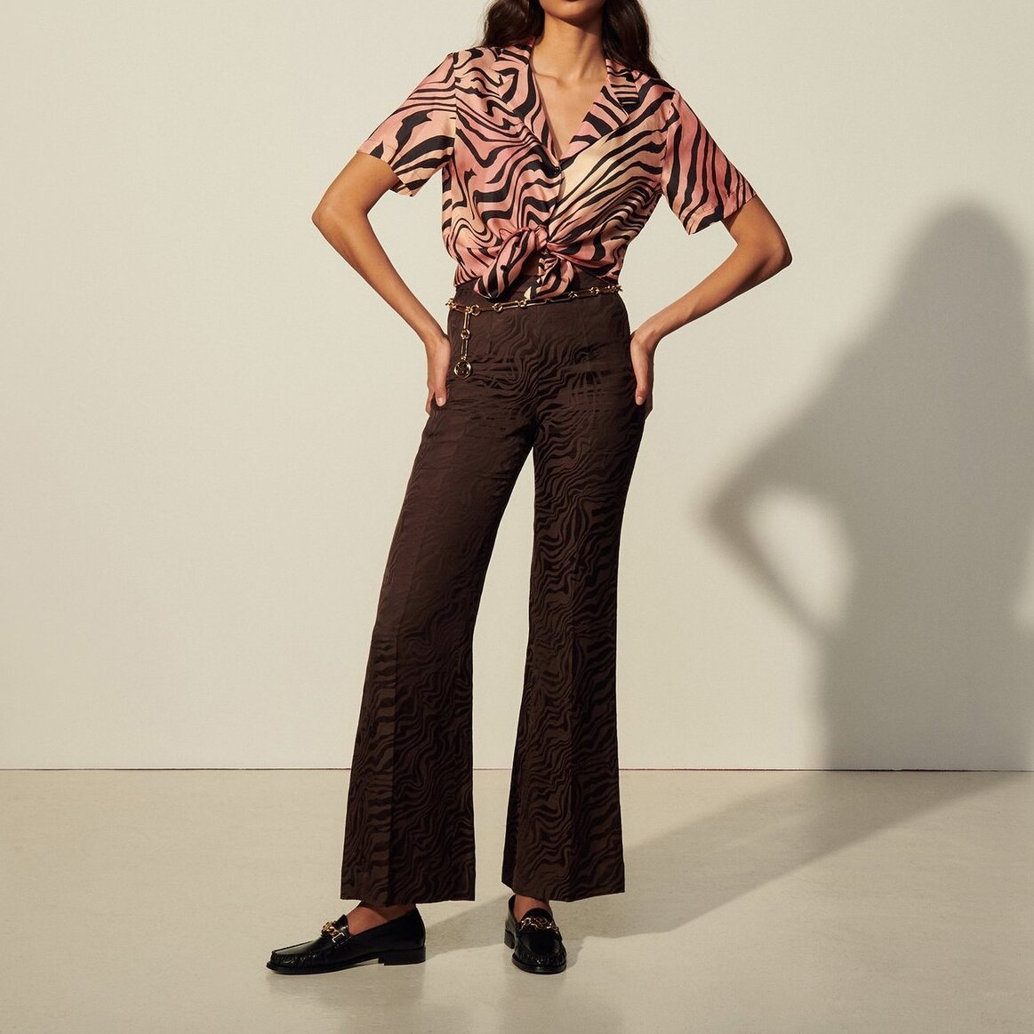 High-waisted jacquard Trousers Sandro second-hand photo 1