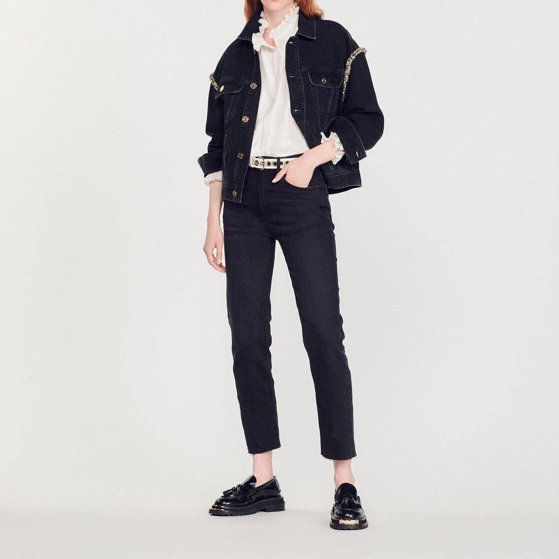 Straight-cut jeans with raw edges Sandro second-hand photo 2