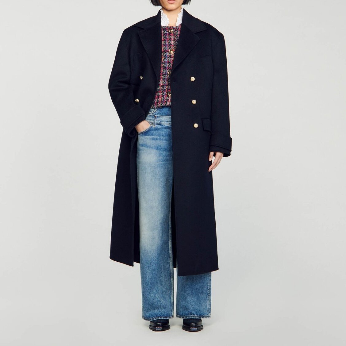Manteau long oversize double face Sandro seconde main photo 2