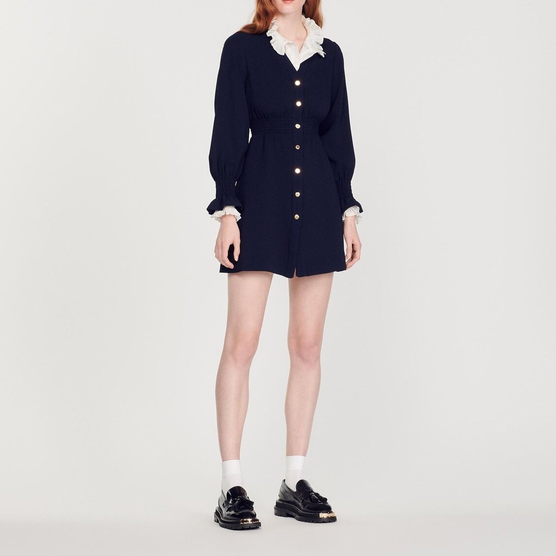 Dress with press studs and smocked belt Sandro second-hand photo 5