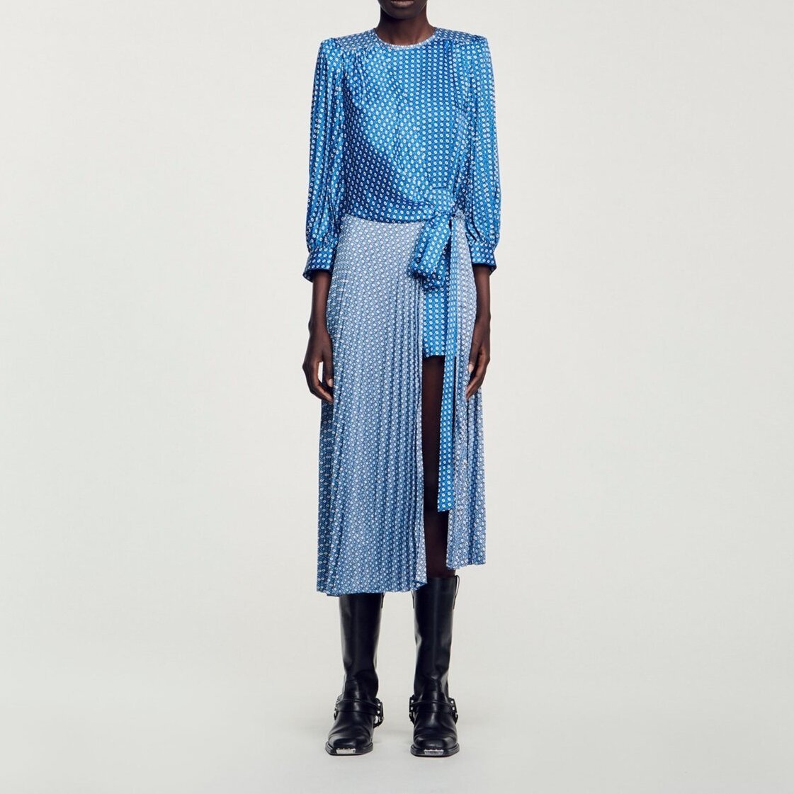 Lange jurk met stropdasprint Sandro tweedehands photo 3
