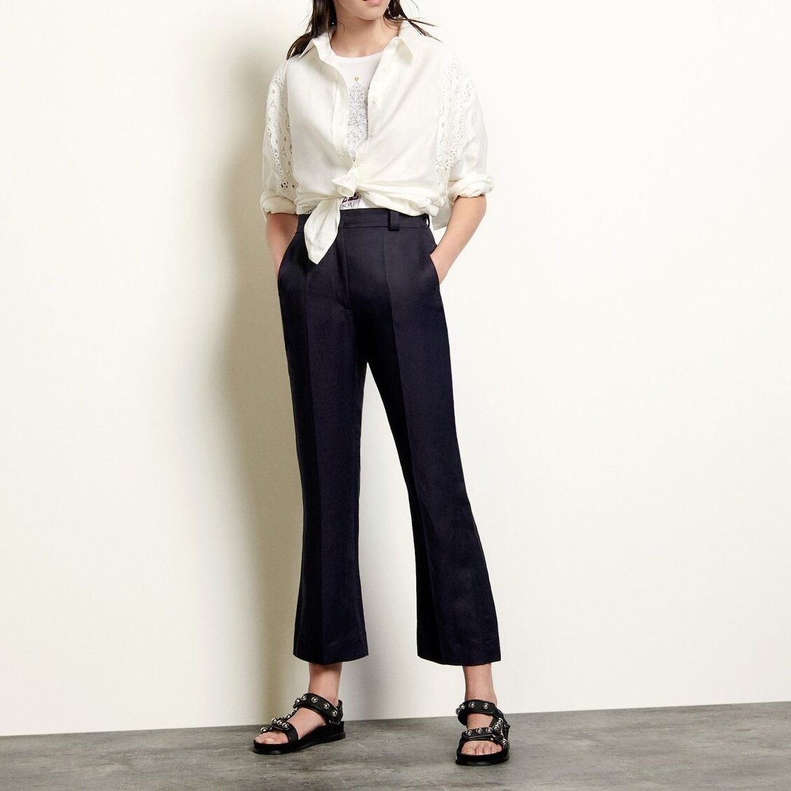 Gerade geschnittene Hose mit Falten Sandro Second-Hand photo 2