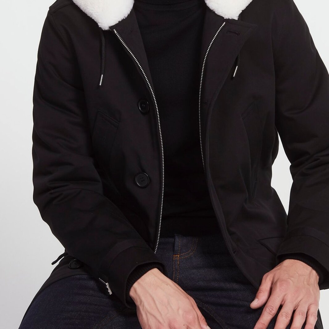 Coat with sheepskin hood Sandro second-hand photo 1