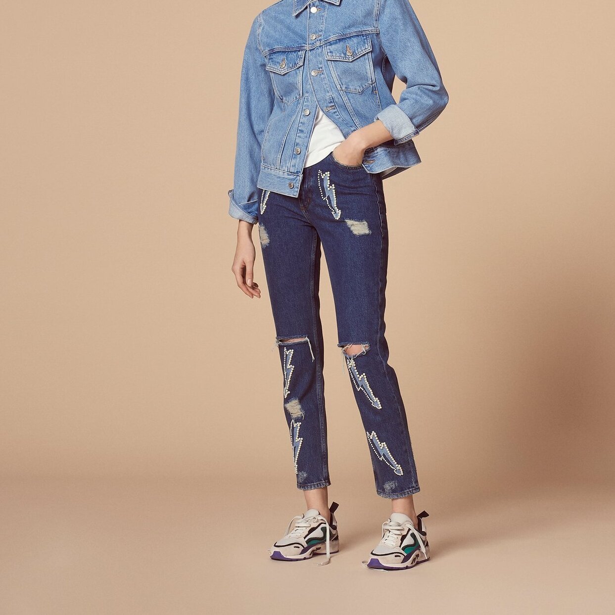 High-waist Jean with lightning inserts Sandro tweedehands photo 1