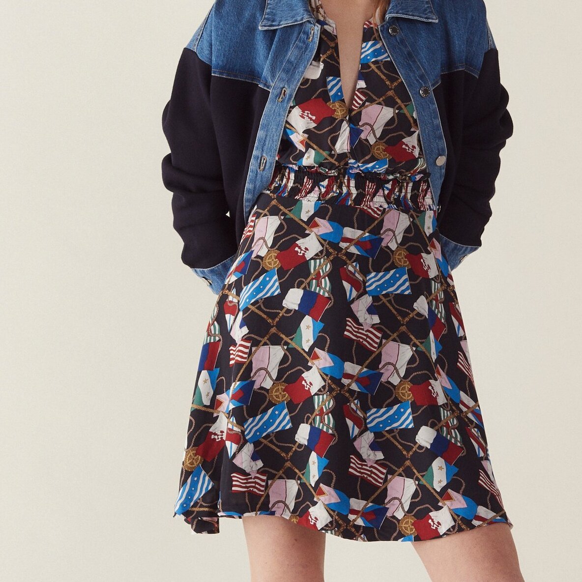 Flowing dress with all-over print Sandro second-hand photo 1