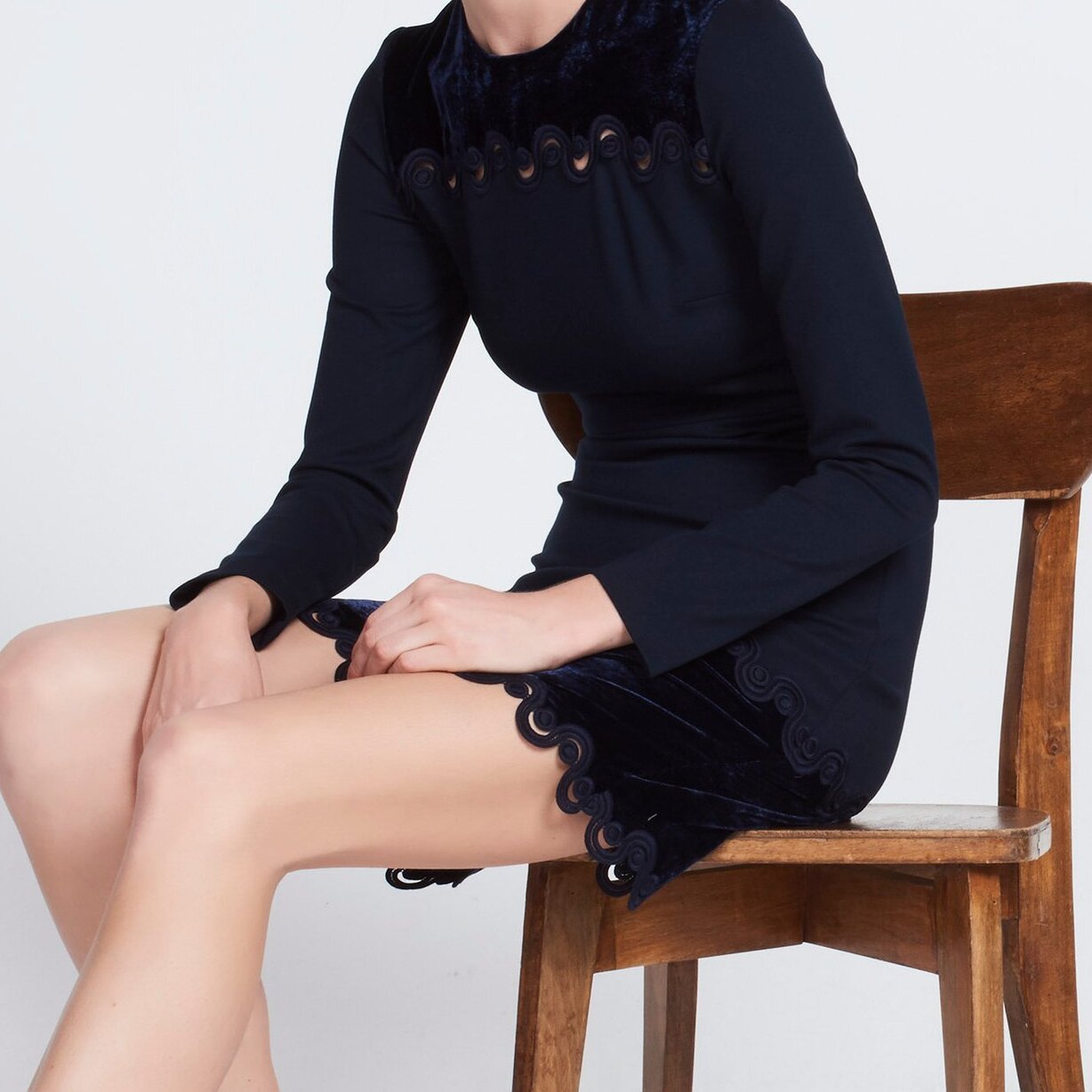 Dress with velvet bands and braid trims Sandro second-hand photo 1