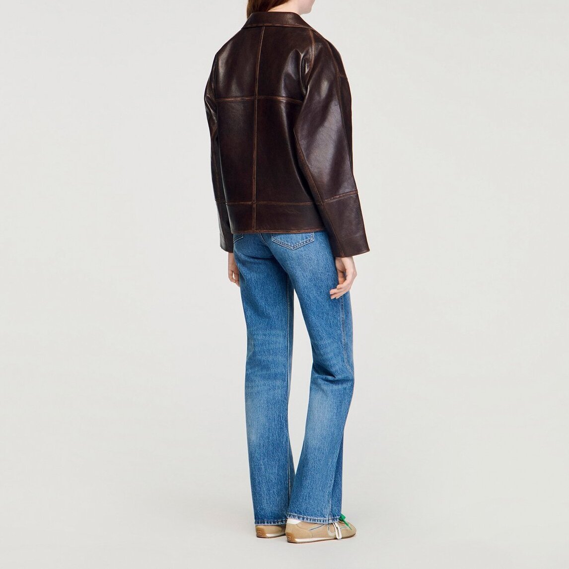 Blouson en cuir oversize Sandro seconde main photo 4