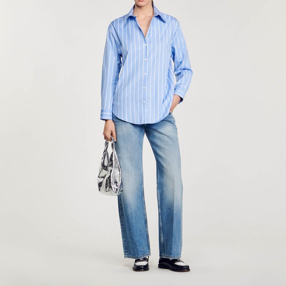 Overhemdblouse gestreept open rug kant Sandro tweedehands photo 2