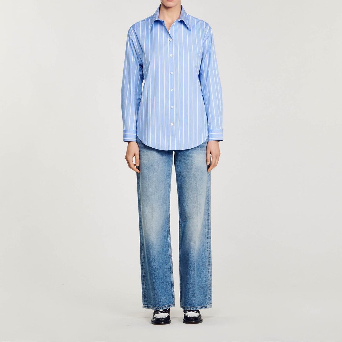 Overhemdblouse gestreept open rug kant Sandro tweedehands photo 3
