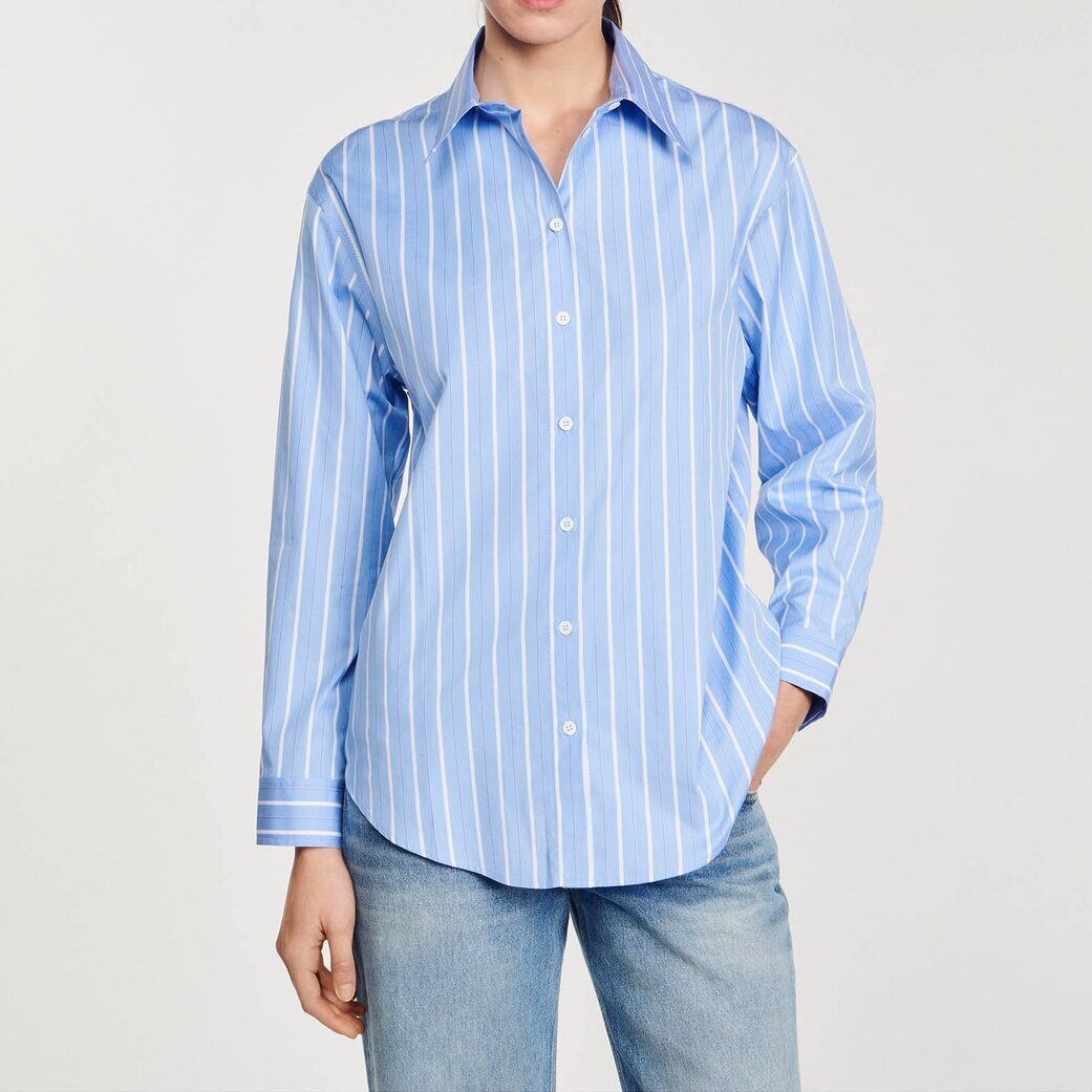 Overhemdblouse gestreept open rug kant Sandro tweedehands photo 4