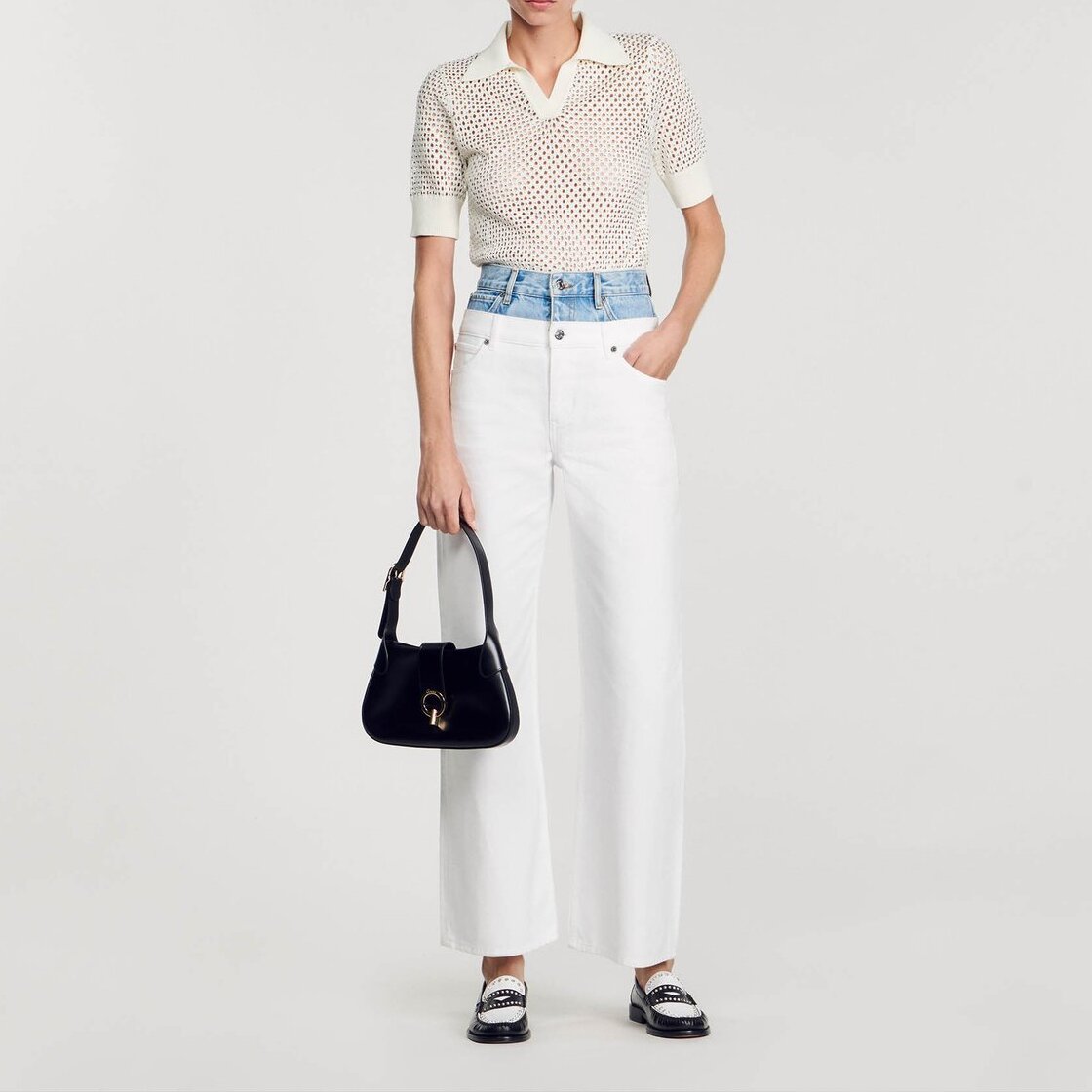 Jean double ceinture bicolore Sandro seconde main photo 2