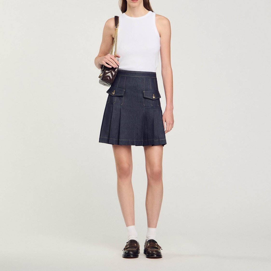 Pleated denim skirt Sandro second-hand photo 2