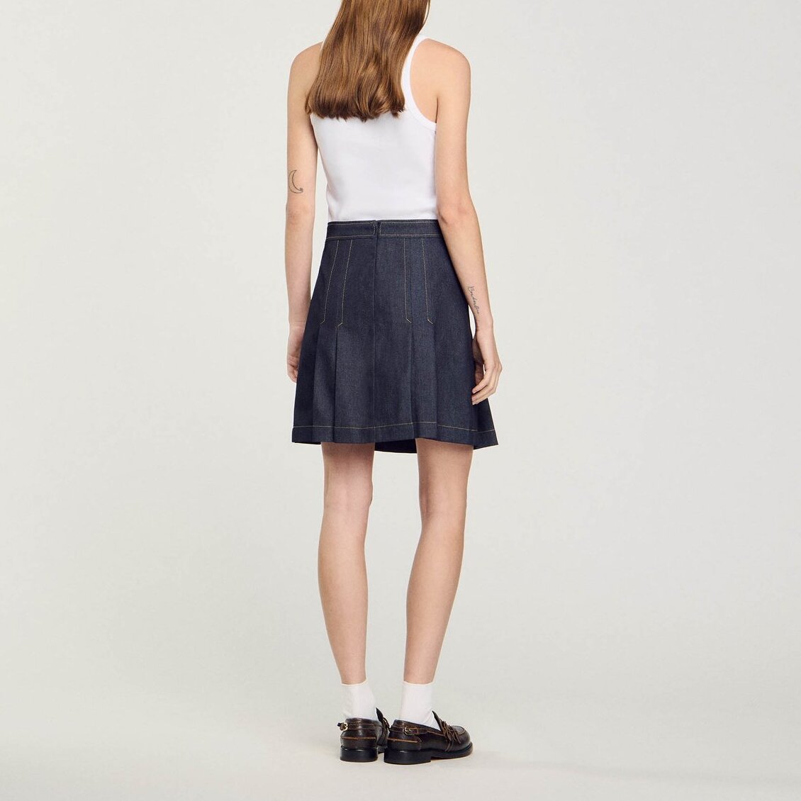 Pleated denim skirt Sandro second-hand photo 5