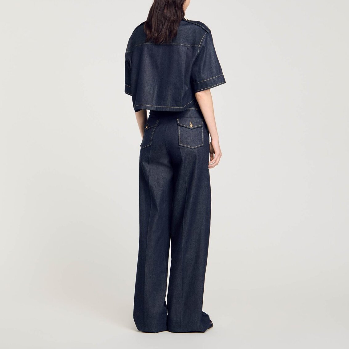 Raw denim wide-leg jeans Sandro second-hand photo 4