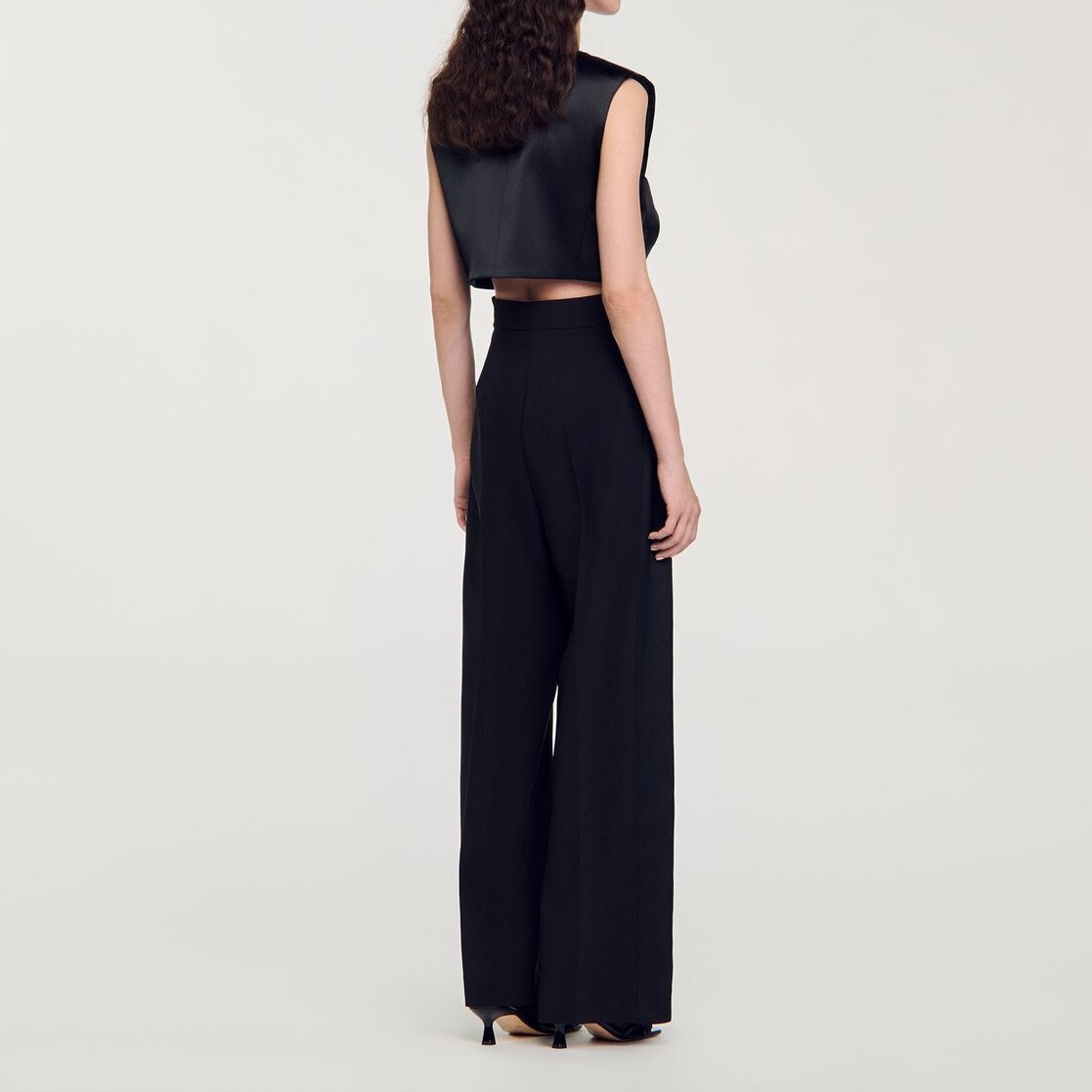 Wide-leg satin side stripe Trousers Sandro second-hand photo 5