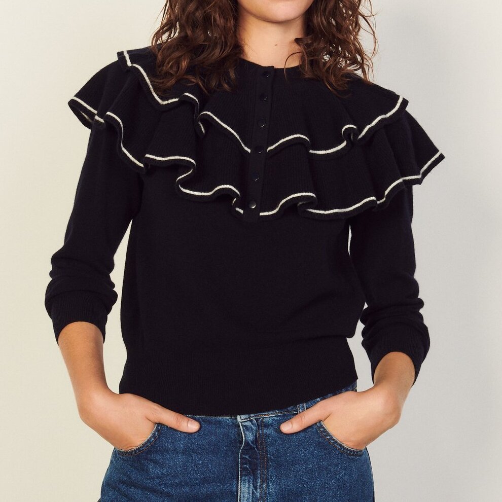 Wool Sweater with ruffles Sandro second-hand photo 2