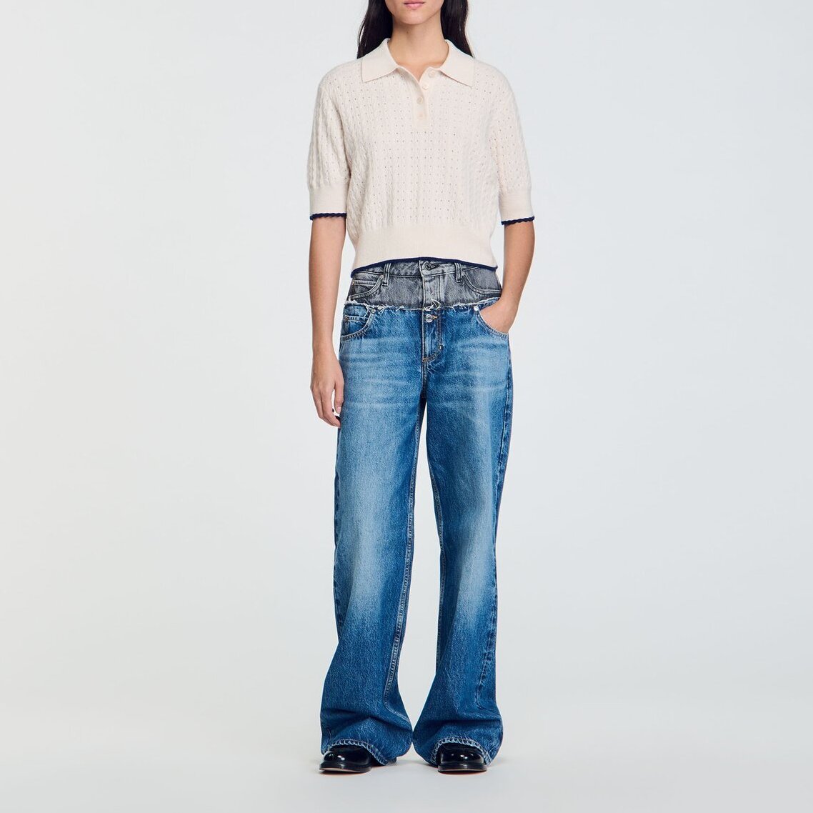 Contrasting piping cropped jumper Sandro second-hand photo 2