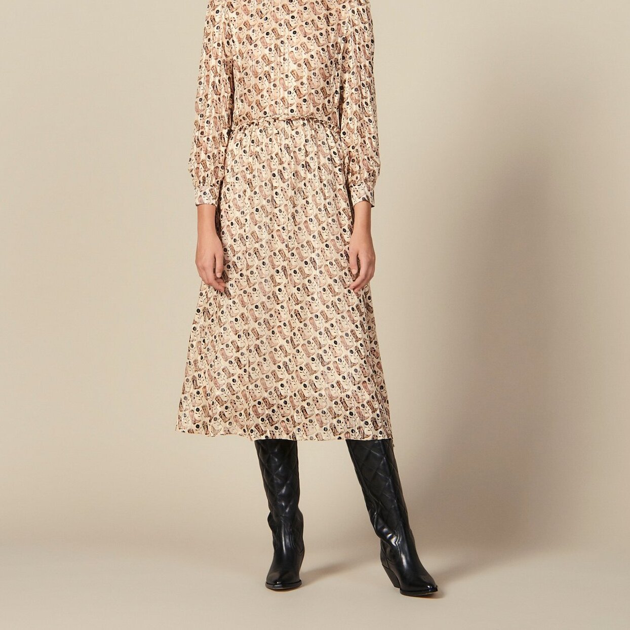 Printed lurex silk midi dress Sandro second-hand photo 1