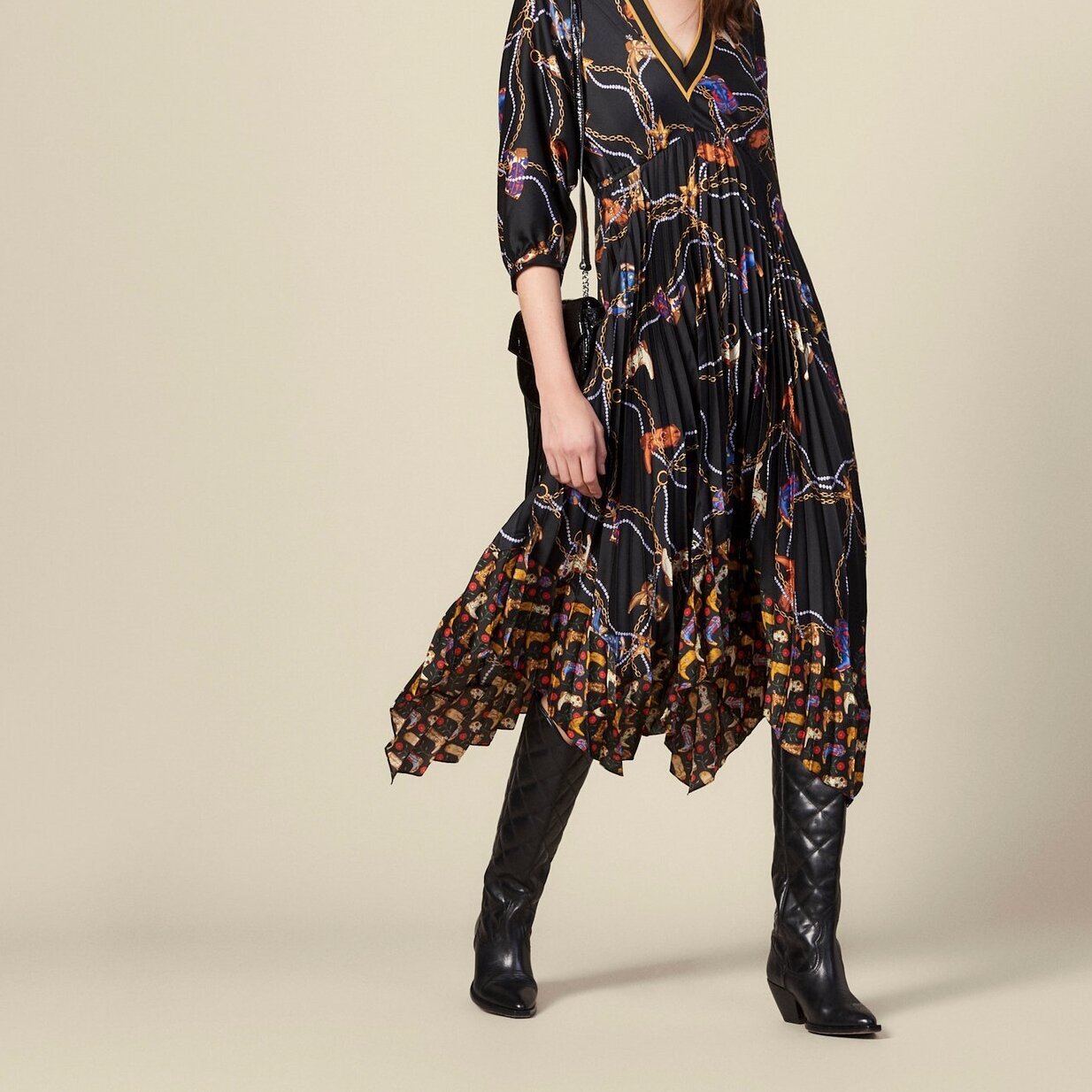 Long printed Dress with pleated Skirt Sandro tweedehands photo 2