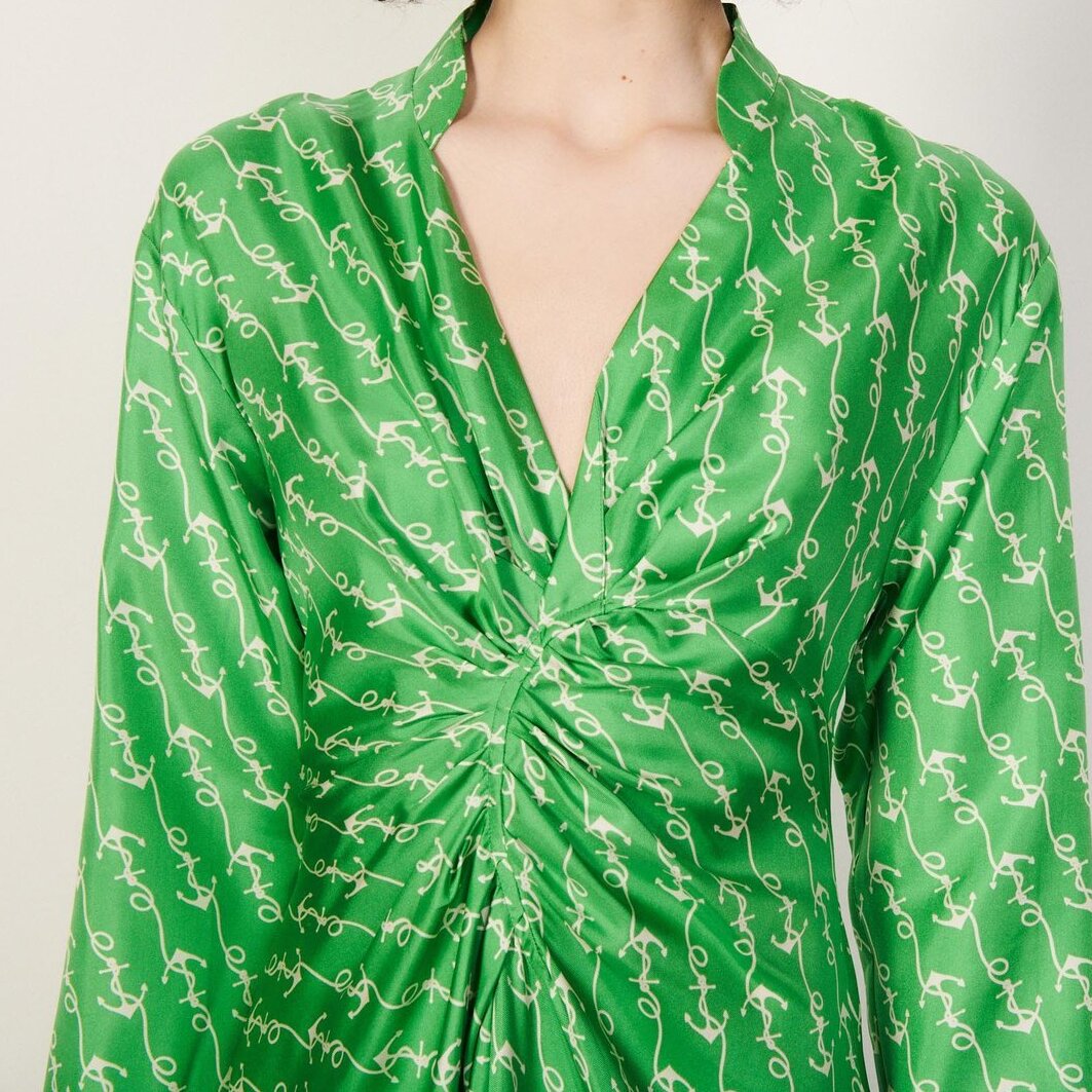 Long printed silk dress Sandro second-hand photo 5