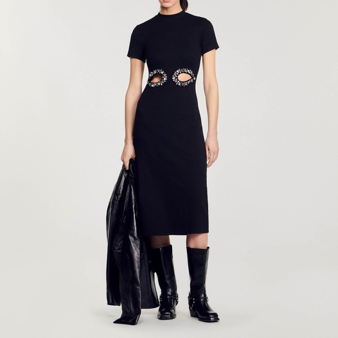 Robe midi à découpes strassées Sandro seconde main photo 6