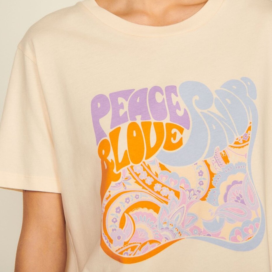 Camiseta de algodón orgánico Peace Sandro segunda mano photo 5