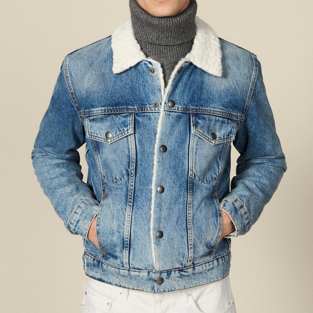 Jeansjacke mit Synthetikschaffellfutter Sandro Second-Hand photo 1