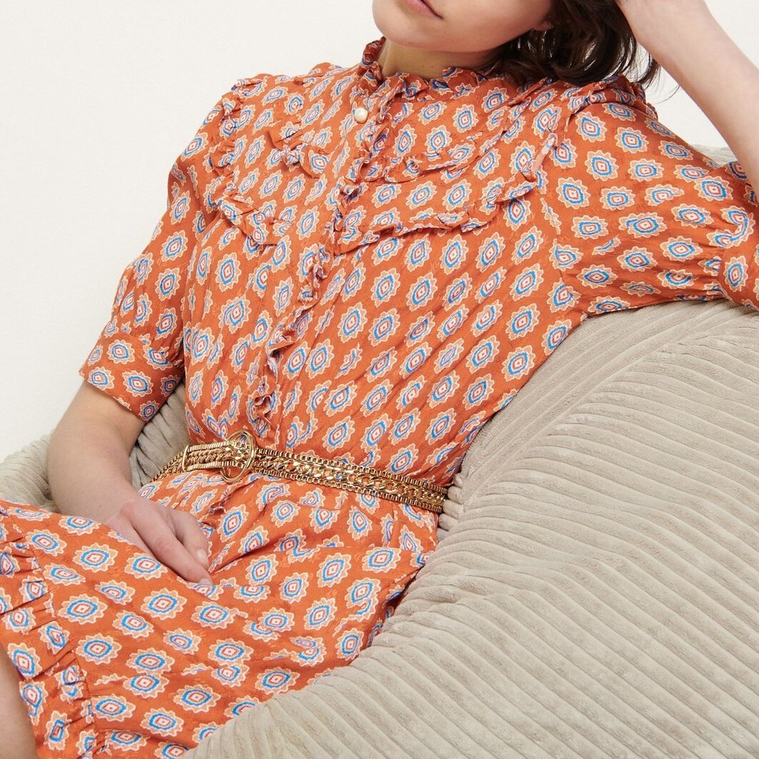 Kurzes Kleid mit Print und Volants Sandro Second-Hand photo 1